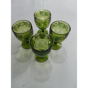 Bartlett Collins Vintage  green goblets Grapevine pattern
